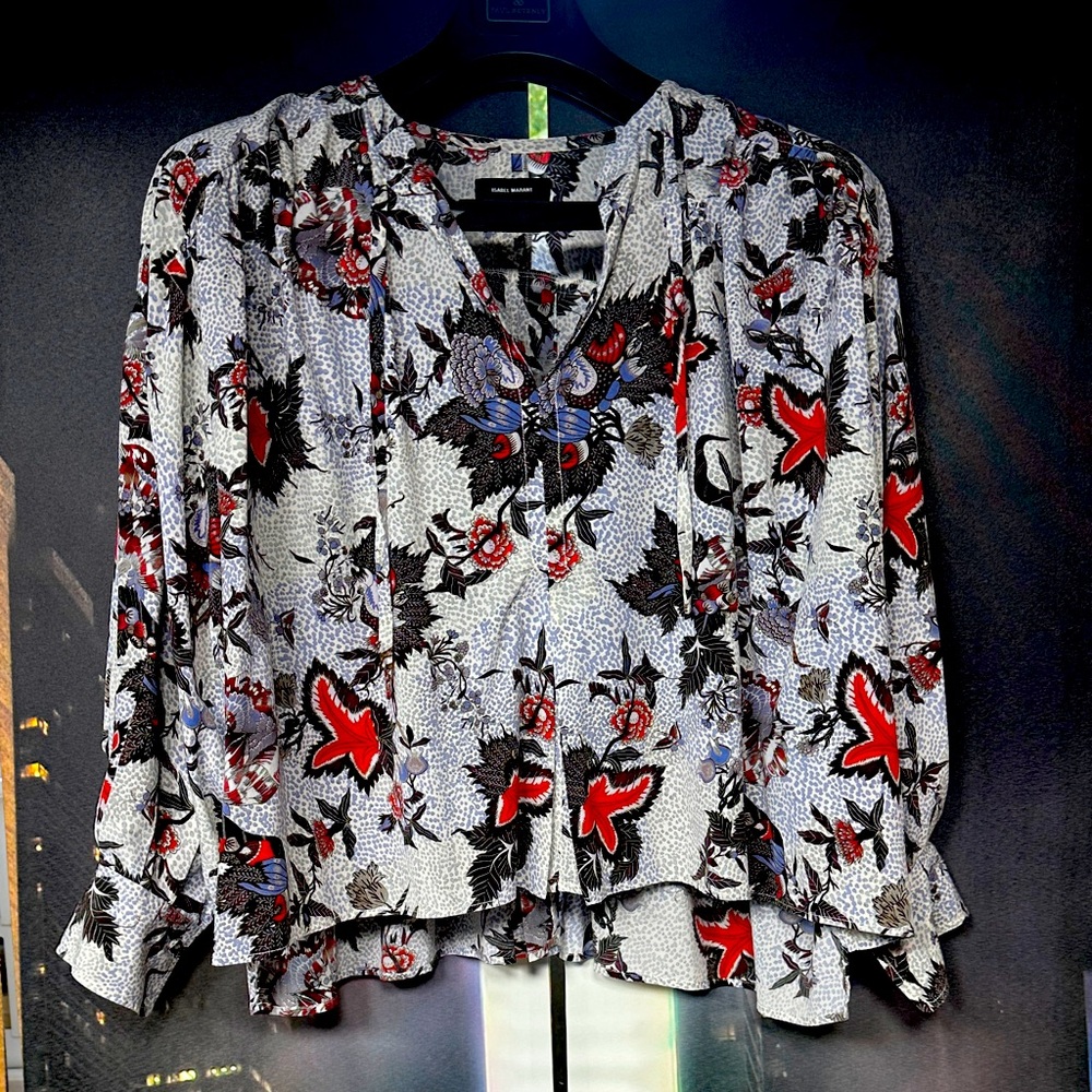 Isabel Marant Black and Red Floral Blouse